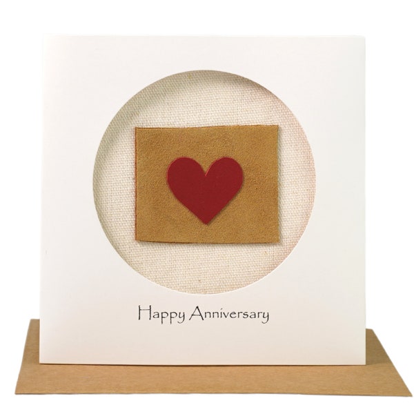 3rd wedding anniversary card, Third Year Gift Card For Her Him, Leather anniversary card for Couple, Wife, Husband