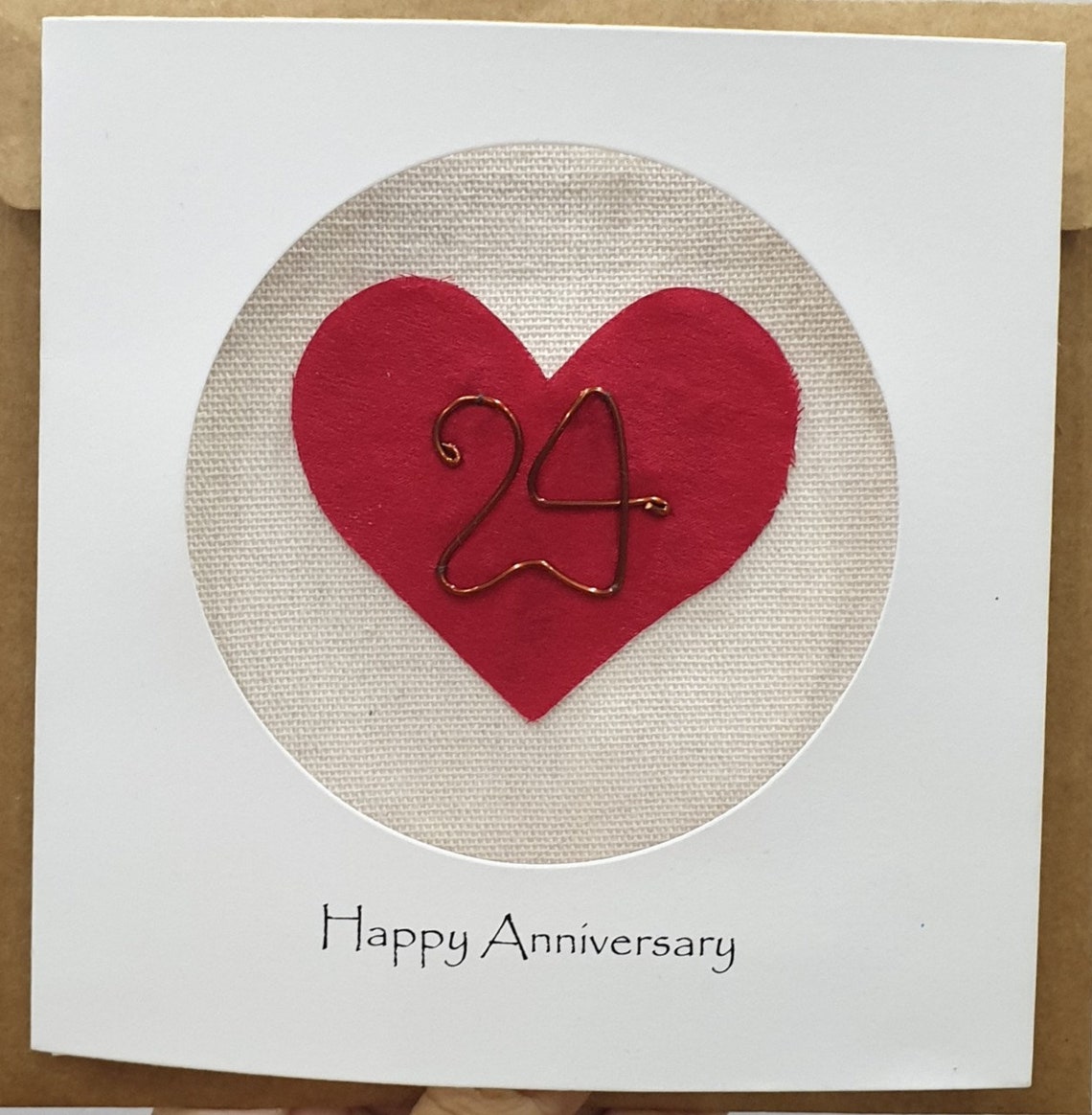 24th Wedding Anniversary Card For Her Him Handmade Etsy