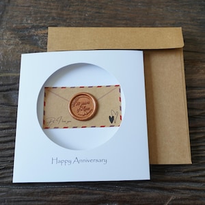 16th 16 years Wedding Anniversary Card For Her Him, Handmade Wax Anniversary Card for Wife, Husband, Couple(16th)