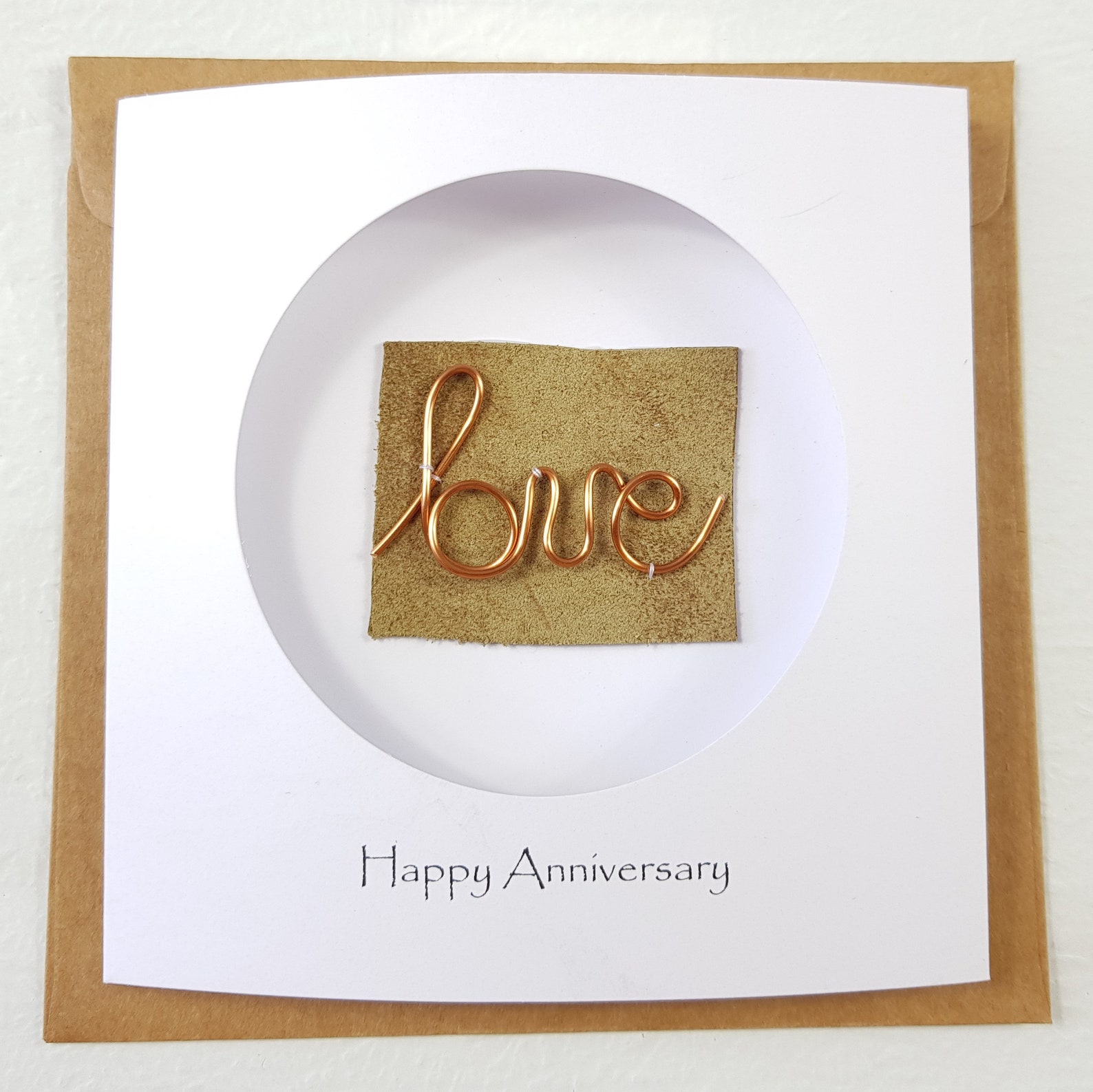 Copper 7th Anniversary Wedding Card Copper Wire Love Card Etsy