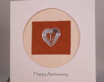 10th Anniversary Card, Aluminum Tin Wire Heart, Handmade 10 Year Wedding Anniversary Gift Card for Wife Husband
