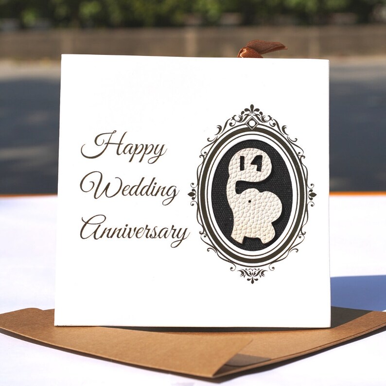 14th wedding anniversary card , ivory anniversary card, handmade anniversary card and bookmark 2in1 image 6