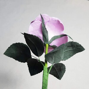 Linen Rose 4th Year Wedding Gift. Handmade Linen Rose for Valentine's Day, Mother's Day. Single Long stem Linen Cotton Flower Pink image 3