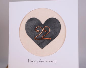 22nd 22 Years Wedding Anniversary Card For Her Him, Handmade Anniversary Card for Wife, Husband, Couple