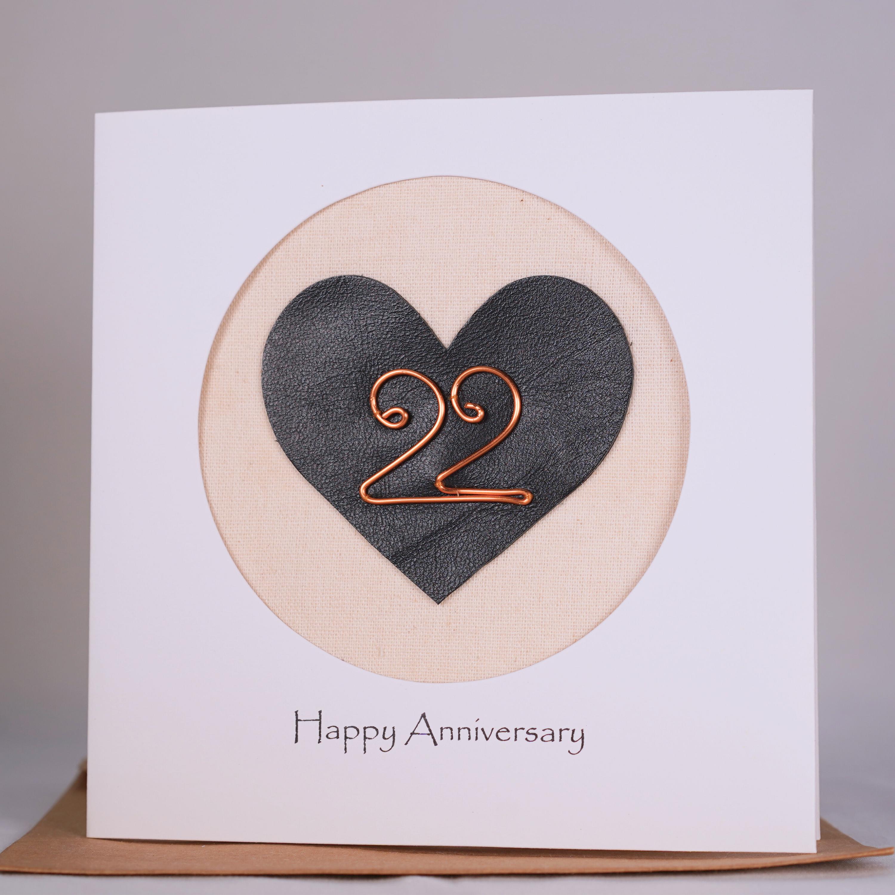 REDCARD anniversaryHR liverty 21 22 9本 22nd 22 Years Wedding Anniversary Card for Her Him, Handmade
