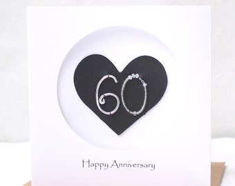 60th Wedding Anniversary Card For Her Him, Handmade Anniversary Card for Wife, Husband