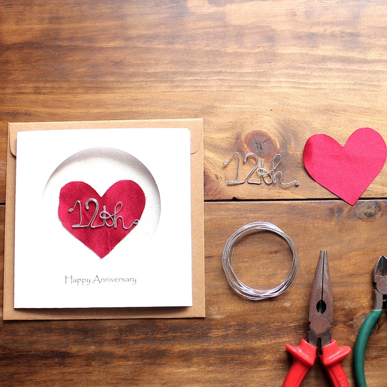 Anniversary Card Silk 12th 12 Wedding Anniversary Card for wife husband couple bild 3