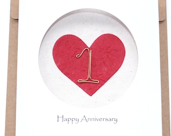 1st First Year Wedding Anniversary Card For Her Him, Handmade Anniversary Card for Wife, Husband, Couple