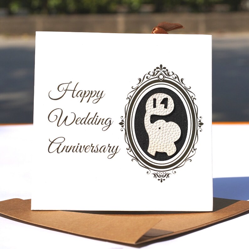 14th wedding anniversary card , ivory anniversary card, handmade anniversary card and bookmark 2in1 image 5