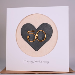 50th 50 Years Wedding Anniversary Card for wife, husband, couple Gold theme anniversary card