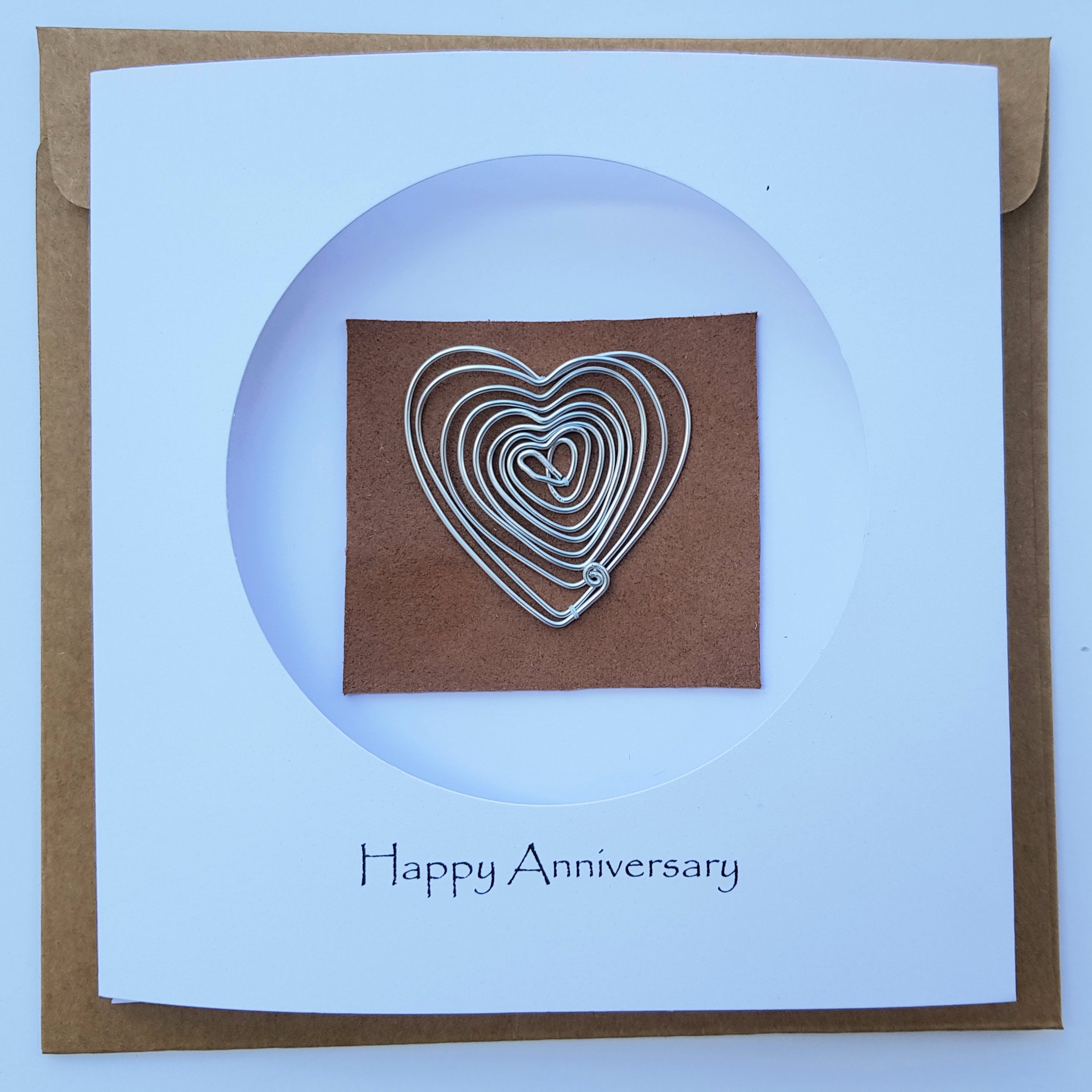 10th Wedding Anniversary Card Aluminium Tin Husband Wife Dark Blue Leather