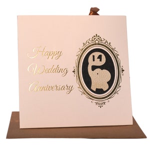 14th wedding anniversary card , ivory anniversary card, handmade anniversary card and bookmark 2in1 image 2