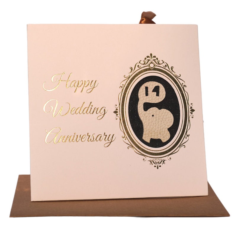 14th wedding anniversary card , ivory anniversary card, handmade anniversary card and bookmark 2in1 image 2