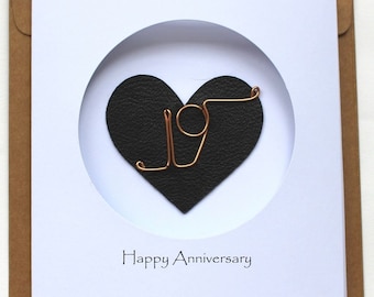 19th Anniversary Card For Her Him, Handmade bronze copper anniversary card for Couple, Wife, Husband (19th)