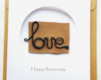 11th Steel Wedding Anniversary Card For Her Him, Handmade Card for Happy Couple, Wife, Husband
