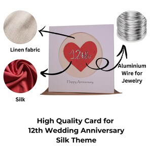Anniversary Card Silk 12th 12 Wedding Anniversary Card for wife husband couple bild 2