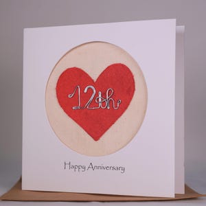Anniversary Card Silk 12th 12 Wedding Anniversary Card for wife husband couple bild 4