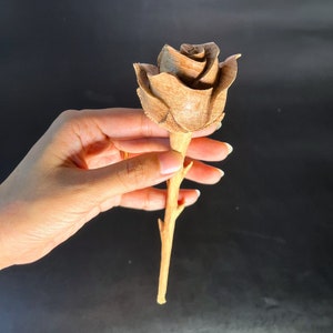 Wooden Rose, 5th Wood Anniversary Gift, Handcrafted wooden flower for Valentine&#39;s Day, Mother&#39;s Day, Wedding Anniversary