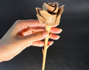 Wooden Rose, 5th Wood Anniversary Gift, Handcrafted wooden flower for Valentine's Day, Mother's Day, Wedding Anniversary