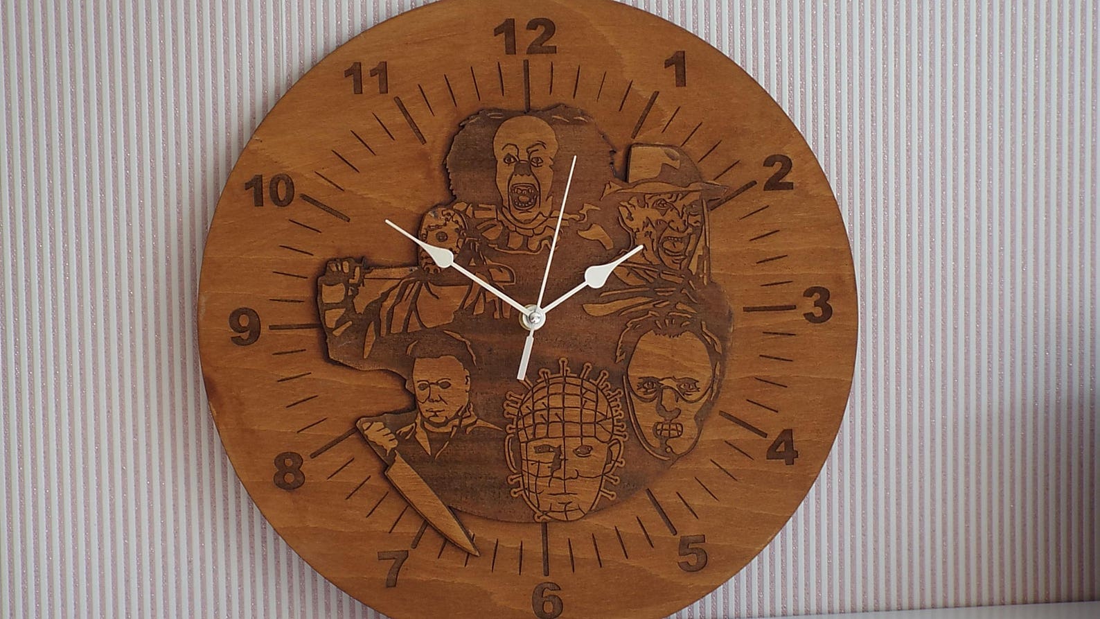 Wooden Horror Movie engraved wall clock IT Nightmare on Elm Etsy