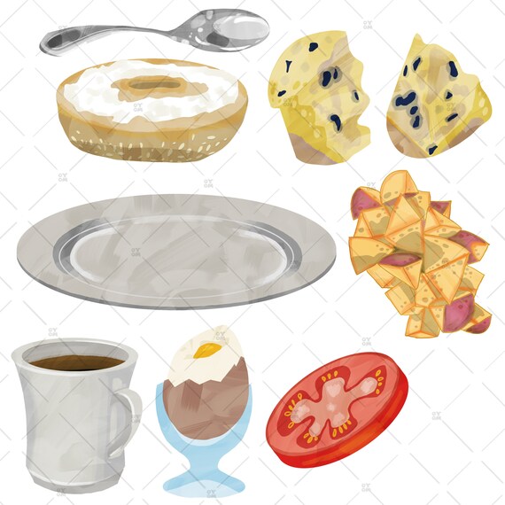 Brunch Watercolor Clipart Breakfast Food Illustration Bundle Etsy