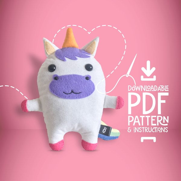 Unicorn SEWING PATTERN PDF - Make Your Own Plush Animal Toy