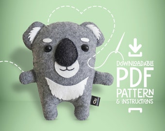 Koala SEWING PATTERN PDF - Make Your Own Plush Animal Toy