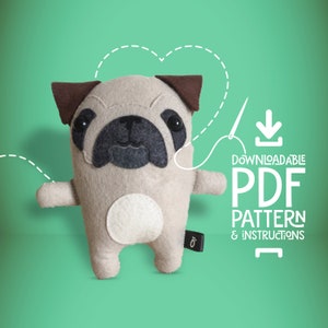 Pug SEWING PATTERN PDF - Make Your Own Plush Animal Toy