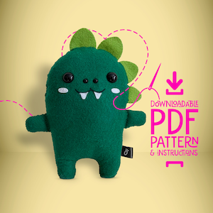 Dinosaur SEWING PATTERN PDF - Make Your Own Plush Animal Toy