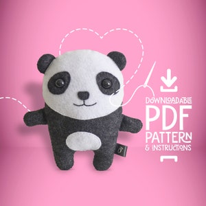 Panda SEWING PATTERN PDF Make Your Own Plush Animal Toy image 1