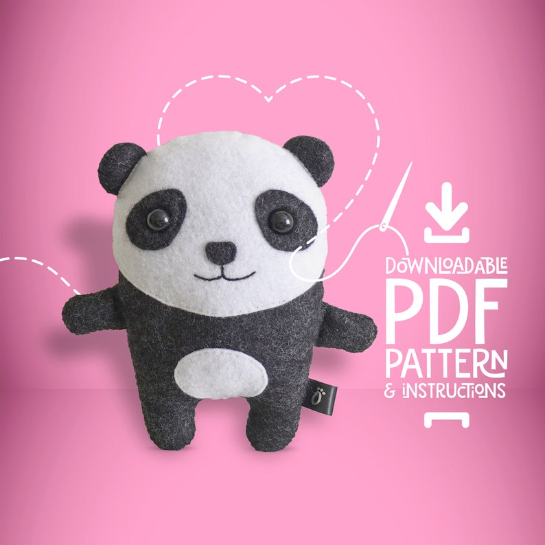 Panda SEWING PATTERN PDF Make Your Own Plush Animal Toy image 1