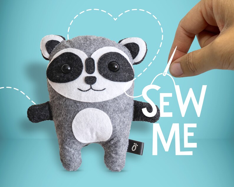Raccoon Felt Sewing Kit Make Your Own Plush Animal Toy Etsy