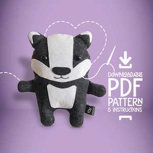 Badger SEWING PATTERN PDF - Make Your Own Plush Animal Toy