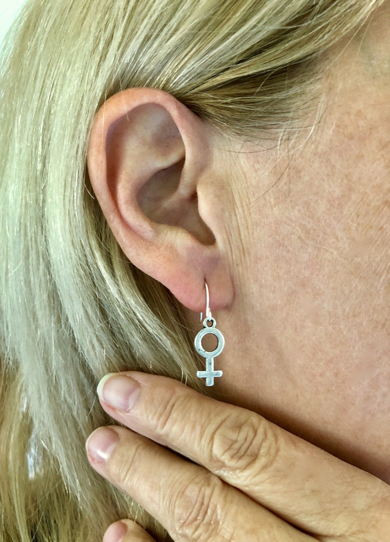 Feminist Earrings Venus Symbol Earrings Silver Girl Power Etsy