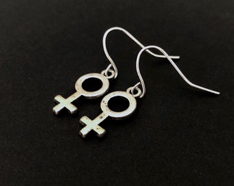 Feminist Earrings, Venus Symbol Earrings, Silver Girl Power Earrings, Women Symbol, Female Symbol,  Feminist, Women Power, Gender Symbol