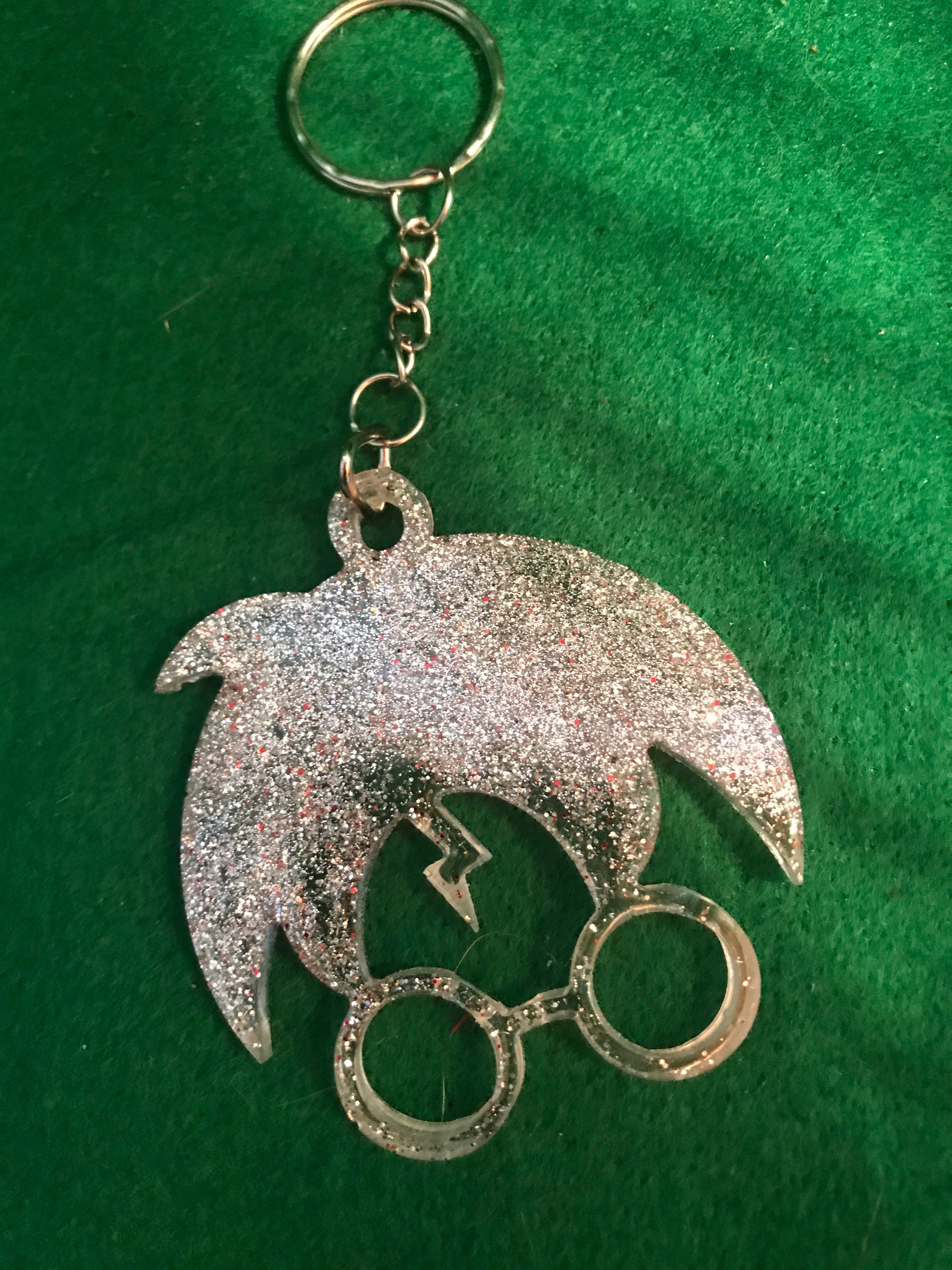 Harry Potter inspired keychain with silver glitter | Etsy