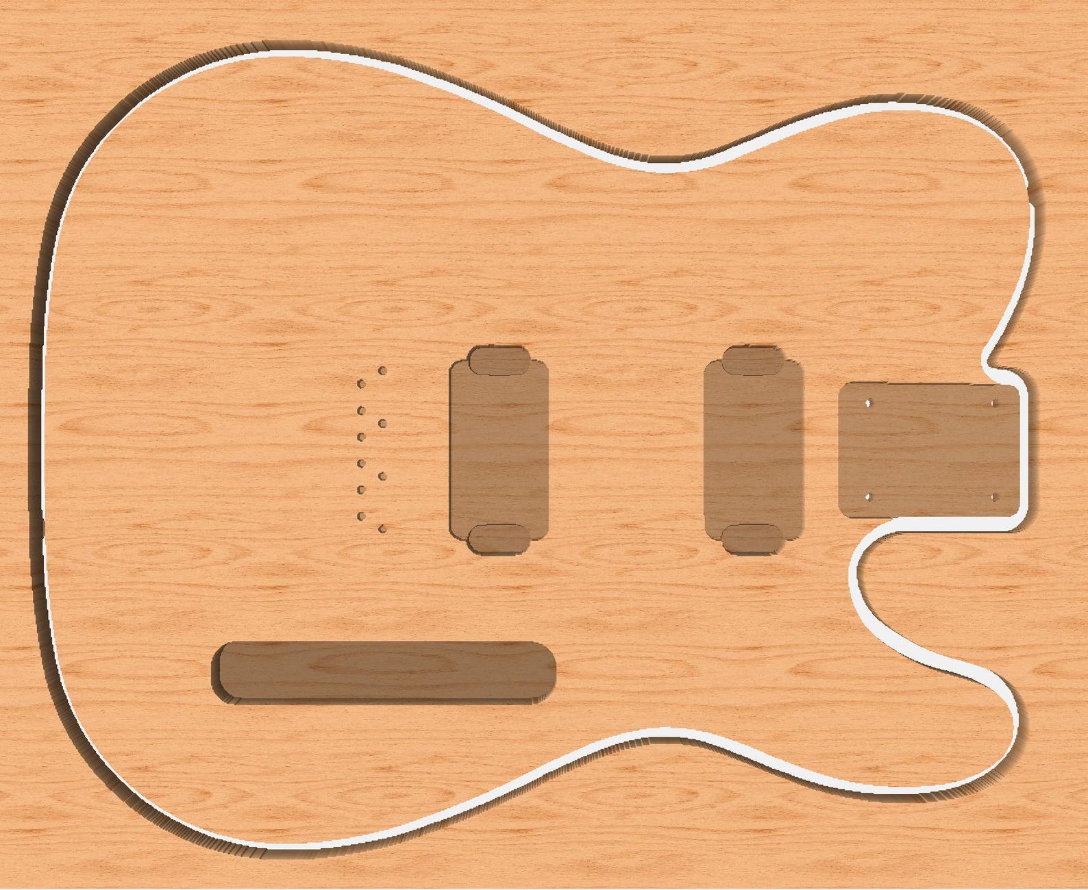 T-style Guitar Body CNC File: Humbucker Pickups SVG DXF C2d - Etsy Canada