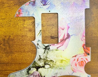 Artesian Flower Blue Telecaster Custom pickguard for left handed telecaster. Humbucker.