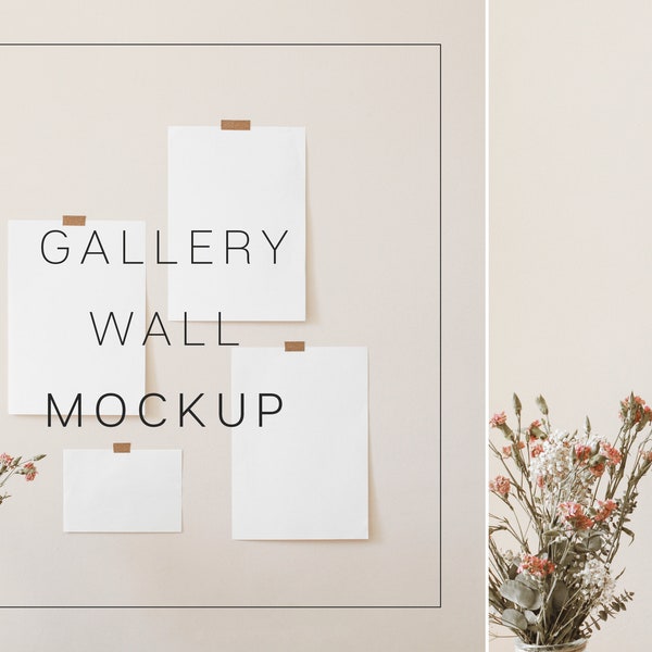 Gallery Wall Mockup, Mockup, PSD, Smart Object, Branding, Wall Art Display,Digital Mockup, Mockup for Prints, Styled Stock Photography,Mock