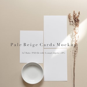 Kaart mockup, wenskaart mockup, briefpapier, bruiloft kaart mockup, lege kaart, lege kaart, beige, gestileerde kaart mockup, bruiloft uitnodiging, set van 3