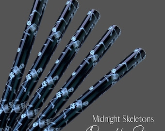 Reusable Midnight Skeletons Straw  | 24oz