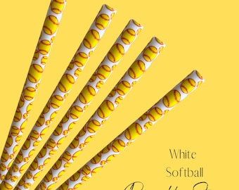 Reusable White Softball Straw  | 24oz