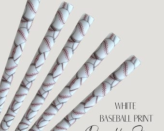 Reusable White Baseball Straw  | 24oz