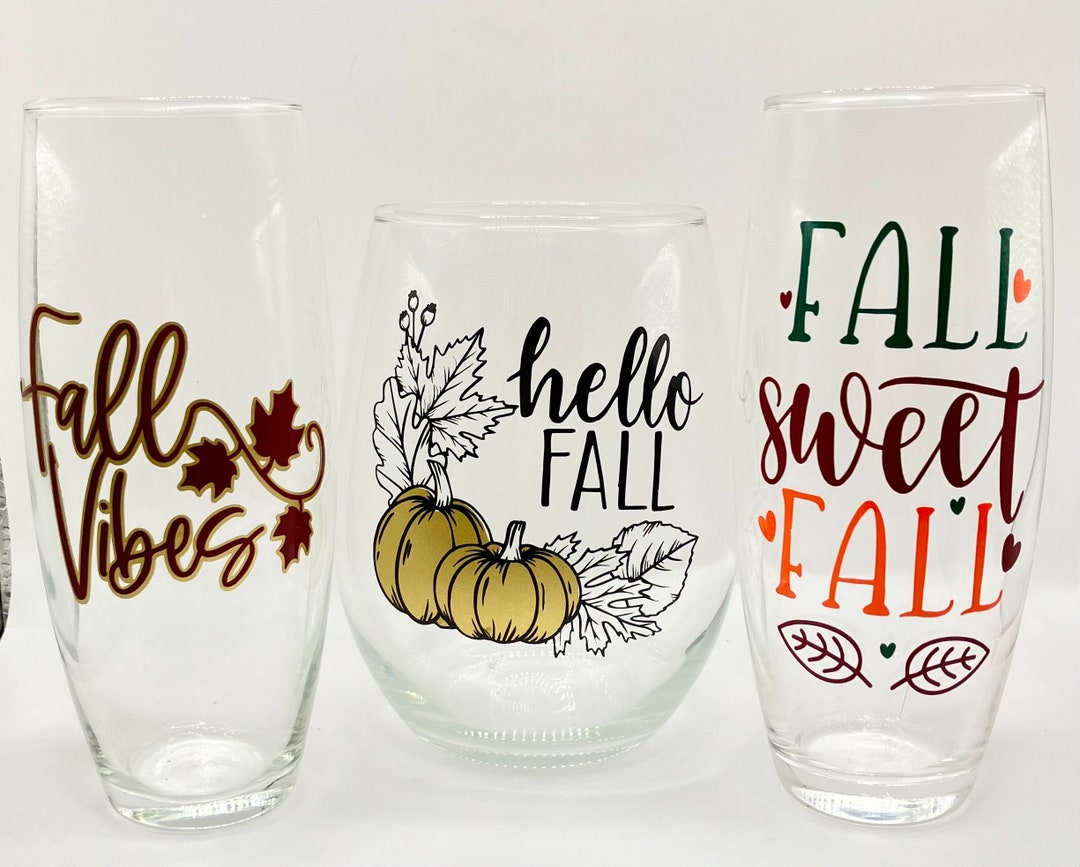Fall Champagne Glass Fall Wine Glassdrinkware Etsy