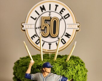 Limited Edition 50th Birthday Cake Topper: Baseball Theme Party Decor