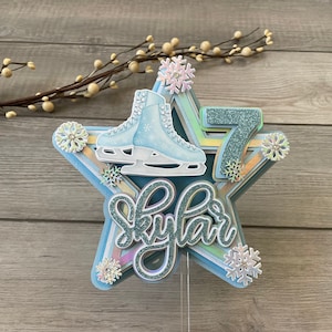 Ice skates cake topper, light blue ice skates birthday, ice skates party, skating birthday, ice skating birthday, girl birthday decor