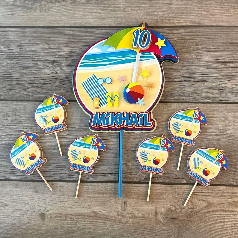 Beach Cake Topper Beach Birthday Cake Decor Beach Theme - Etsy
