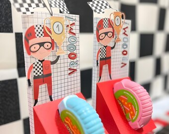Vintage Race Car Favor Boxes, Birthday Party Treat Boxes