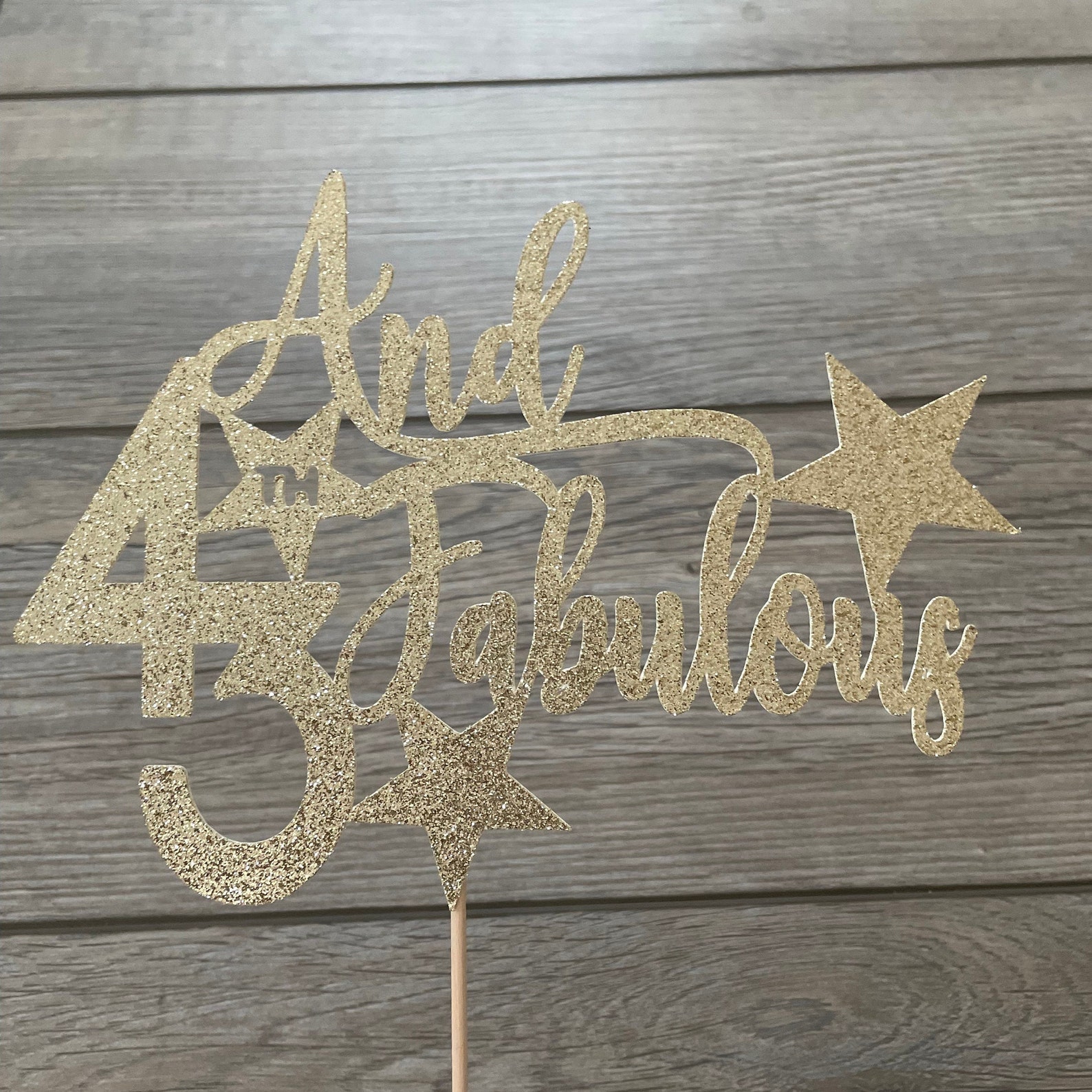 43 & Fabulous Glitter Cake Topper, Custom Age Birthday Decor - Etsy