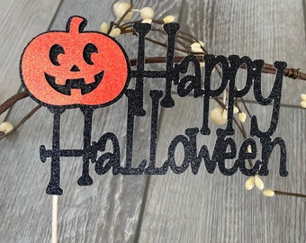 Happy halloween pumpkin cake topper, halloween cake decor, pumpkin cake topper, halloween decor, halloween pumpkin party